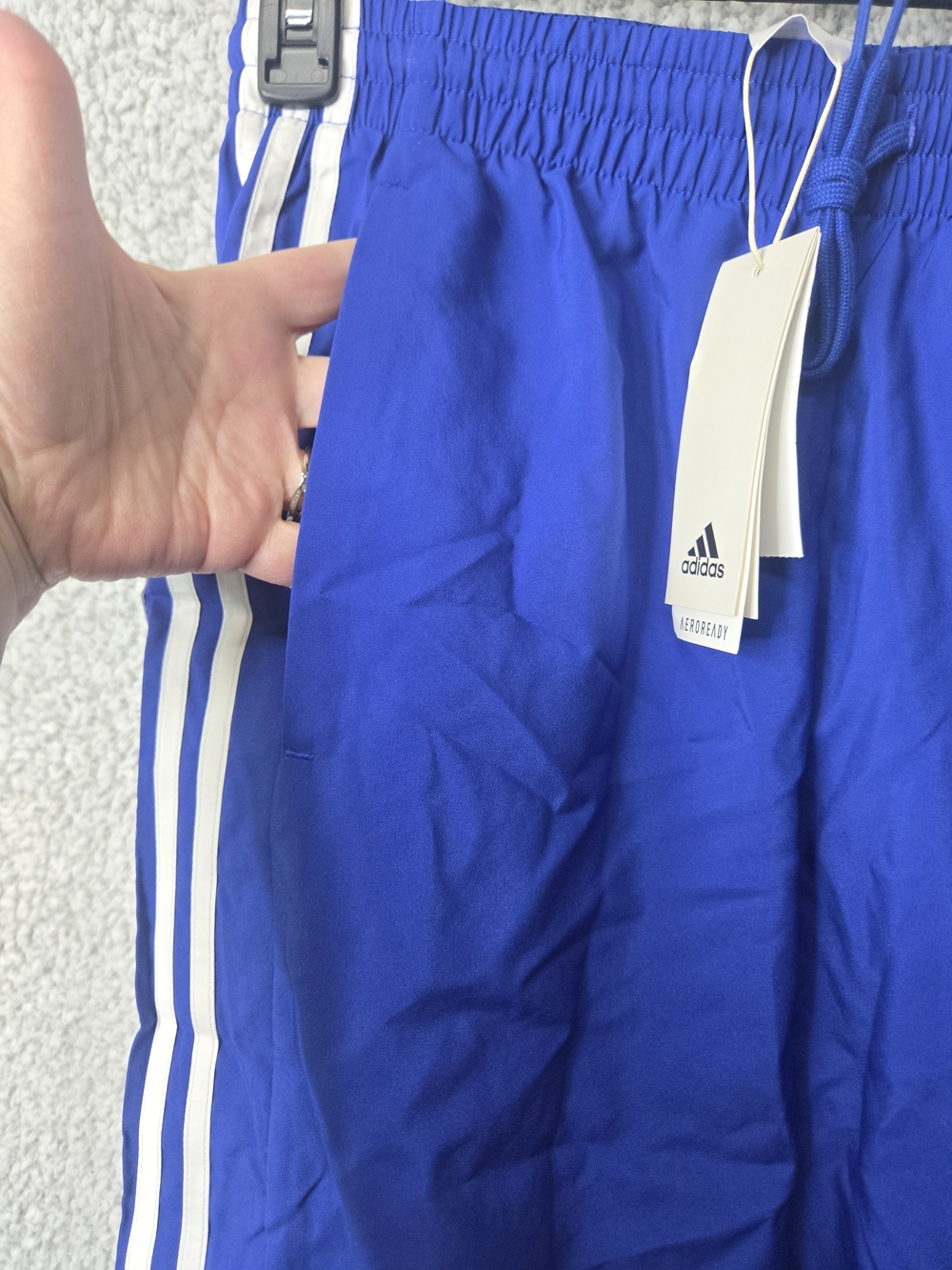 Adidas Men's Blue Athletic 3S Chelsea Shorts with White Stripes - Picture 3 of 8
